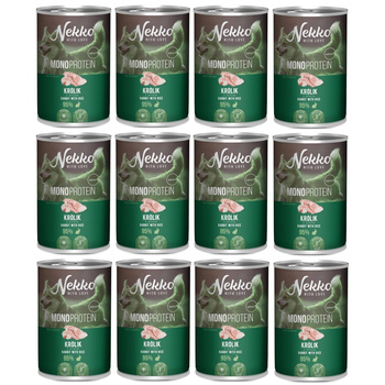  NEKKO MONOPROTEIN ADULT MOKRA KARMA DLA PSA KRÓLIK Z RYŻEM 12x400g