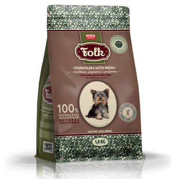 KARMA SUCHA DLA PSA RASY MAŁE PEŁNOPORCJOWA FOLK MINI KRÓLIK JAGNIĘCINA PRZEPIÓRKA 1,6kg