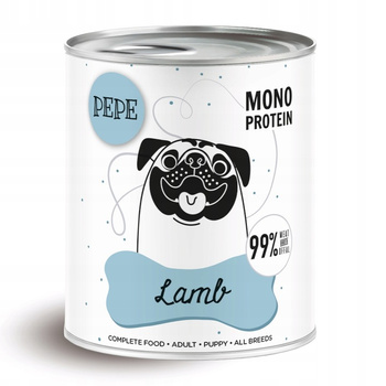  PAKA ZWIERZAKA KARMA DLA PSA SZCZENIĄT PEPE MONOPROTEIN LAMB JAGNIĘCINA 800g