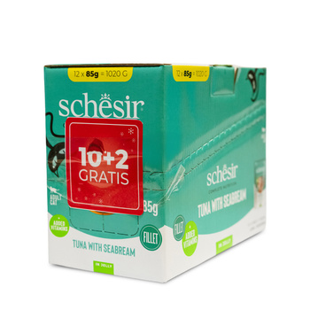 SCHESIR KARMA DLA KOTA TUŃCZYK DORADA SASZETKA 12x85g PAKIET 10+2 GRATIS
