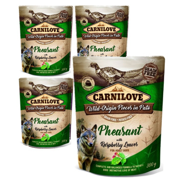 CARNILOVE DOG POUCH PHEASANT & RASPBERRY KARMA DLA PSA BAŻANT MALINY 4x300g