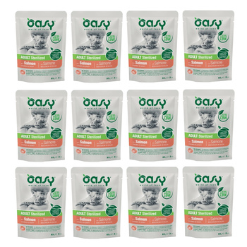 OASY CHUNKS IN GRAVY STERILIZED MOKRA KARMA DLA KOTA STERYLIZOWANEGO ŁOSOŚ W SOSIE SASZETKA 12x85g