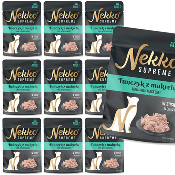 NEKKO SUPREME MOKRA KARMA DLA KOTA TUŃCZYK MAKRELA W SOSIE 10x70g