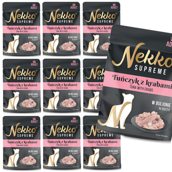 NEKKO SUPREME MOKRA KARMA DLA KOTA TUŃCZYK Z KRABAMI W BULIONIE 10x70g