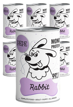 ZESTAW PAKA ZWIERZAKA KARMA PEPE RABBIT KRÓLIK 6x400g