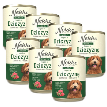 NEKKO MOKRA KARMA DLA PSA ADULT DZICZYZNA ROZMARYN ŻURAWINA 7x800g