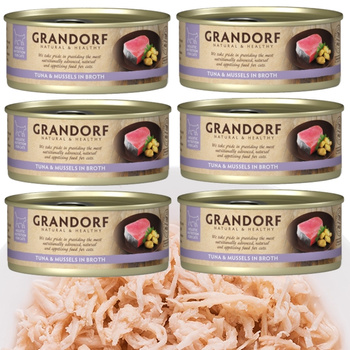 GRANDORF FILET Z TUŃCZYKA Z MAŁŻAMI KARMA KOTA ALERGIE POKARMOWE 6x70g