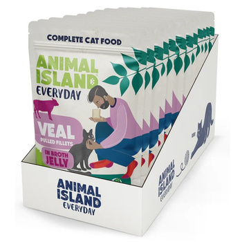 ANIMAL ISLAND EVERYDAY MOKRA KARMA DLA KOTA SZARPANA CIELĘCINA W GALARETCE SASZETKI 12x85g