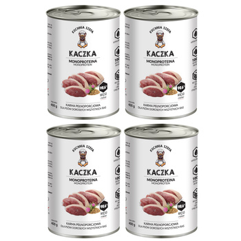 KUCHNIA SZEFA MOKRA KARMA DLA PSA MONOPROTEINOWA KACZKA 4x400g