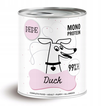 PAKA ZWIERZAKA KARMA DLA PSA SZCZENIĄT PEPE MONOPROTEIN DUCK KACZKA 800g
