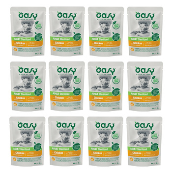 OASY CHUNKS IN GRAVY STERILIZED MOKRA KARMA DLA KOTA STERYLIZOWANEGO KURCZAK W SOSIE SASZETKA 12x85g