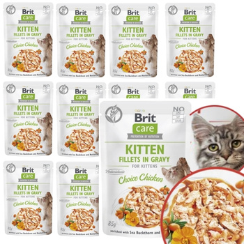 BRIT CARE CAT MOKRA KARMA DLA KOCIĄT KITTEN KURCZAK W SOSIE SASZETKA 12x85g