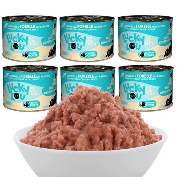 LUCKY LOU LIFESTAGE KITTEN MOKRA KARMA DLA KOCIĄT DRÓB PSTRĄG 6x200g