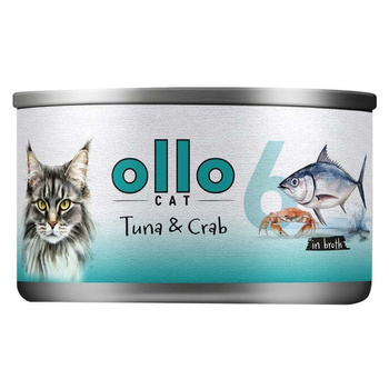 OLLO nr6 MOKRA KARMA W PUSZCE DLA KOTA KOCIĄT NATURALNA TUŃCZYK I KRAB 70g