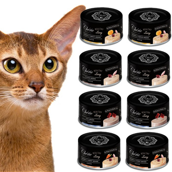 ZESTAW PETTRIC CHERIE MUS MIX SMAKÓW MOKRA KARMA DLA KOTA PUSZKA 8x80g