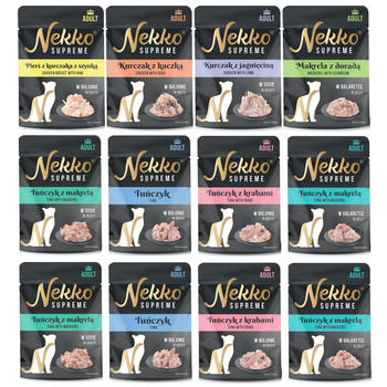 NEKKO SUPREME MOKRA KARMA W SASZETCE DLA KOTA MIX SMAKÓW 12x70g