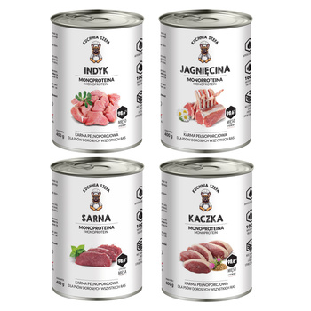 KUCHNIA SZEFA MOKRA KARMA DLA PSA MONOPROTEINOWA MIX SMAKÓW 4x400g