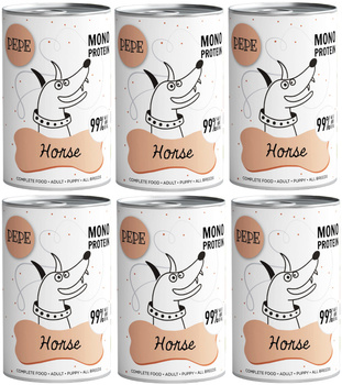 PAKA ZWIERZAKA PEPE HORSE KONINA KARMA MOKRA ZESTAW PUSZKA 6x400g
