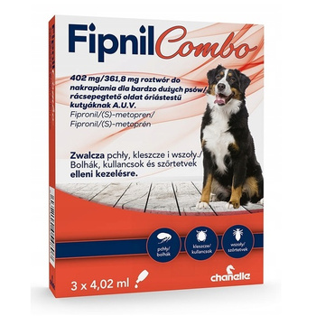 APTUS FIPNIL COMBO XL KROPLE NA PCHŁY KLESZCZE DLA BARDZO DUŻYCH PSÓW >40kg PIPETY 3x4,02ml