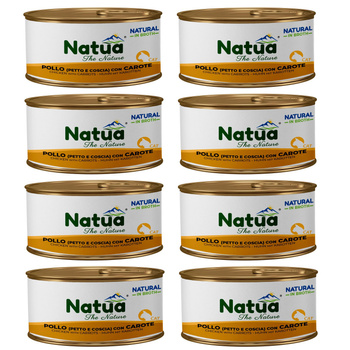 NATUA NATURAL MOKRA KARMA DLA KOTA KURCZAK PIERŚ I UDKA Z MARCHEWKĄ W BULIONIE PUSZKA 8x85g