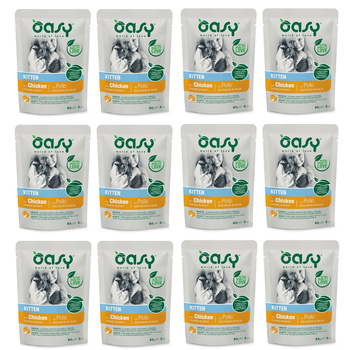 OASY CHUNKS IN GRAVY KITTEN MOKRA KARMA DLA KOCIĄT KURCZAK W SOSIE SASZETKA 12x85g