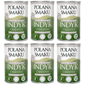 POLANA SMAKU KARMA DLA DOROSŁYCH PSÓW MOKRA INDYK Z BATATEM 6x400g