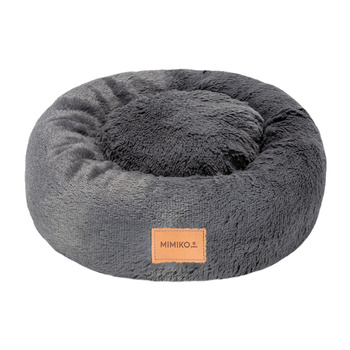 LEGOWISKO POSŁANIE KOJEC DLA MAŁEGO ŚREDNIEGO PSA KOTA SHAGGY OKRĄGŁE M GRAFIT 45cm