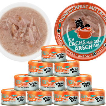 LUCKY LOU EXTRAFOOD KARMA DLA KOTA TUŃCZYK ŁOSOŚ BULION 10x70g