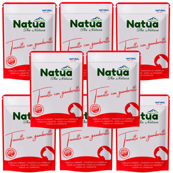 NATUA NATURAL MOKRA KARMA DLA KOTÓW TUŃCZYK Z KREWETKAMI W GALARETCE SASZETKA KOTA 8x70g