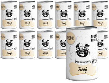 PAKA ZWIERZAKA MOKRA KARMA DLA PSA PEPE BEEF WOŁOWINA 12x400g