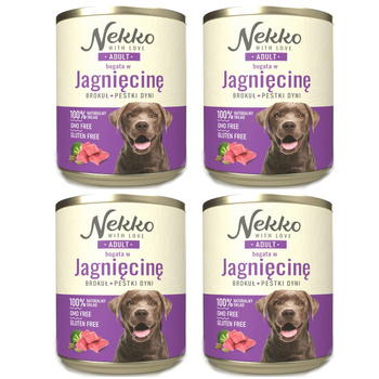 NEKKO MOKRA KARMA DLA PSA ADULT JAGNIĘCINA BROKUŁ PESTKI DYNI 4x800g