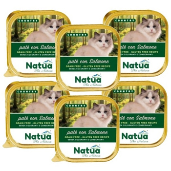 NATUA COUNTRY SALMON MOKRA KARMA DLA KOTÓW PASZTET Z ŁOSOSIEM TACKA KOTA 6x100g