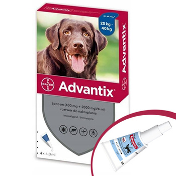 BAYER ADVANTIX KROPLE NA KLESZCZE PSÓW 25-40kg 1 PIPETA 4ml