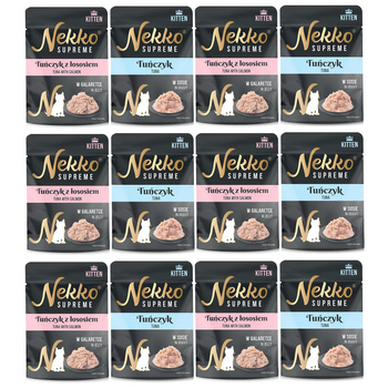 NEKKO SUPREME KITTEN MOKRA KARMA W SASZETCE DLA KOCIĄT MIX SMAKÓW 12x70g