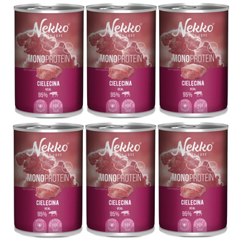 NEKKO MONOPROTEIN ADULT MOKRA KARMA DLA PSA CIELĘCINA 6x400g