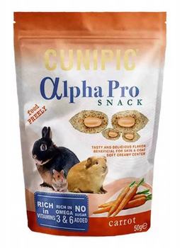 CUNIPIC ALPHA PRO SNACK CARROT PRZYSMAK DLA KRÓLIKÓW I GRYZONI 50g